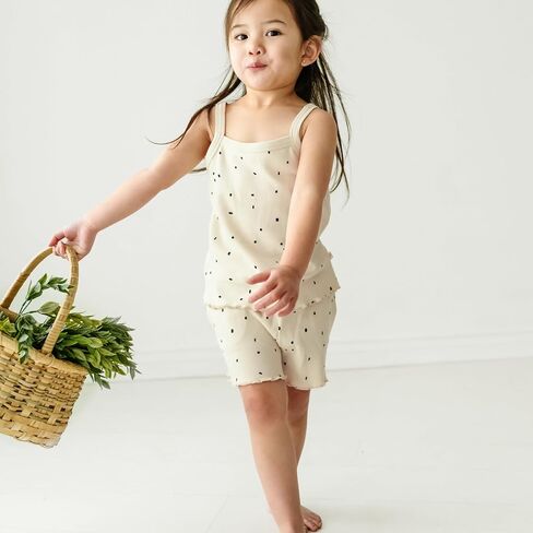 MakeMake Organics GOTS Certified Organic Cotton Baby Kids Toddler Girl Top and Short Outfit Set in Saudi Arabia