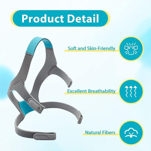 غطاء رأس PalpitateC كبير N20 متوافق مع قناع الأنف ResMed AirFit/AirTouch N20، حزام قناع بديل كامل الوجه N20 مع مشابك أغطية الرأس المغناطيسية - عبوة واحدة in Kuwait