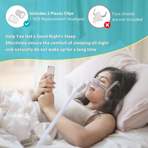 غطاء رأس PalpitateC كبير N20 متوافق مع قناع الأنف ResMed AirFit/AirTouch N20، حزام قناع بديل كامل الوجه N20 مع مشابك أغطية الرأس المغناطيسية - عبوة واحدة in Kuwait