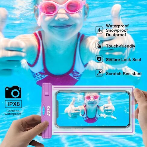 حقيبة حامل هاتف مقاومة للماء من JOTO، حقيبة جافة للهاتف الخلوي تحت الماء لهاتف iPhone 14 13 12 11 Pro Max Mini XS Max XR X 8 7 6S، Galaxy S21 S20 S10 S9 Pixel HTC LG Motorola حتى 7.0 بوصة - أرجواني in Kuwait