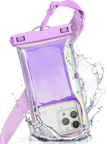 حقيبة هاتف عالمية مقاومة للماء، حافظة هاتف مقاومة للماء، لهاتف iPhone 15 14 13 Pro Max Samsung، IP68 للهاتف المحمول حقيبة مضادة للماء ملحقات عطلات Kayak Cruise، عبوة واحدة-قزحية الألوان-7 بوصة in Kuwait