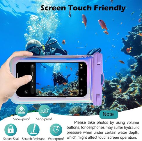 حقيبة هاتف عالمية مقاومة للماء، حافظة هاتف مقاومة للماء، لهاتف iPhone 15 14 13 Pro Max Samsung، IP68 للهاتف المحمول حقيبة مضادة للماء ملحقات عطلات Kayak Cruise، عبوة واحدة-قزحية الألوان-7 بوصة in Kuwait