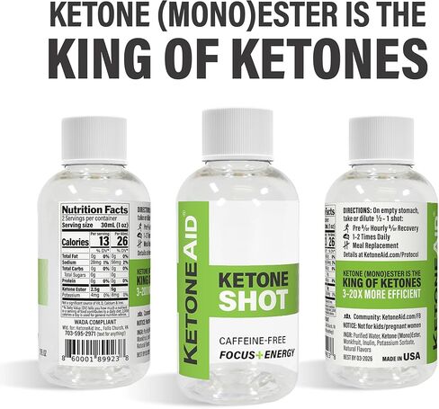 كيتون إيد كيتون إستر شراب شوت | جاهز للشرب مع 5 جرام كيتون (أحادي) إستر لكل زجاجة | بدون سكر، بدون كافيين | حصتين لكل زجاجة (عدد واحد) in Kuwait