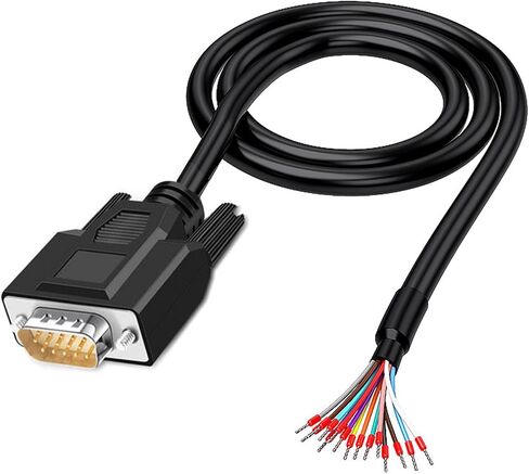 24AWG VGA ذكر RS232 15Pin كابل تمديد تسلسلي، HDB15 3Row حافظة معدنية 15 دبوس موصل مطلي بالذهب مع كابل نهاية السلك العاري in Saudi Arabia