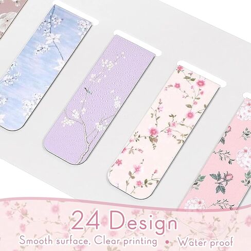 24 Pieces Magnetic Bookmarks for Women Floral Book Markers for Women Flower Planner Magnetic Bookmark Assorted Book Magnets Page Markers Clip Magnetic Bookmarks for Books Students Reading in Saudi Arabia