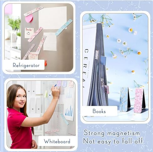 24 Pieces Magnetic Bookmarks for Women Floral Book Markers for Women Flower Planner Magnetic Bookmark Assorted Book Magnets Page Markers Clip Magnetic Bookmarks for Books Students Reading in Saudi Arabia