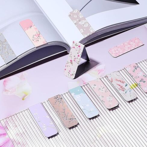 24 Pieces Magnetic Bookmarks for Women Floral Book Markers for Women Flower Planner Magnetic Bookmark Assorted Book Magnets Page Markers Clip Magnetic Bookmarks for Books Students Reading in Saudi Arabia