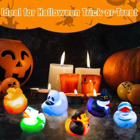 هدايا حفلات البط المطاطي للهالوين من kockuu - 6 قطع من ألعاب حمام البط المضيئة، بطة شبح البط للأطفال، خدعة أو علاج عيد الهالوين تحت عنوان ألعاب حوض استحمام عيد الميلاد، حشو حقيبة جودي in Kuwait