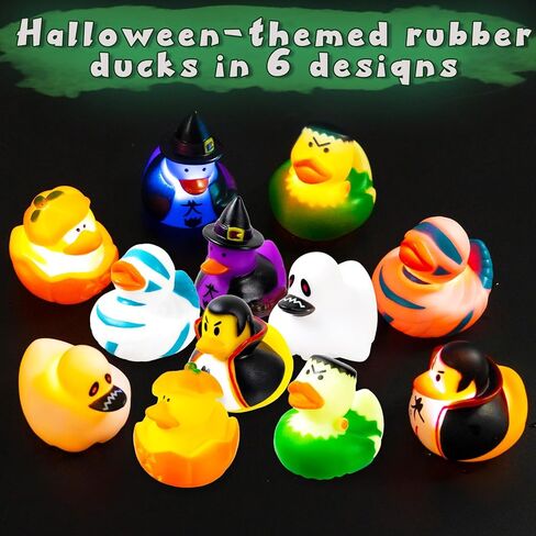 هدايا حفلات البط المطاطي للهالوين من kockuu - 6 قطع من ألعاب حمام البط المضيئة، بطة شبح البط للأطفال، خدعة أو علاج عيد الهالوين تحت عنوان ألعاب حوض استحمام عيد الميلاد، حشو حقيبة جودي in Kuwait