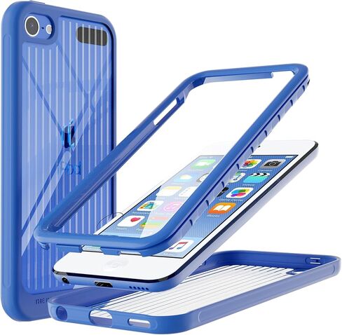 حافظة PZOZ متوافقة مع iPod Touch 7th 6th Generation، واقي شاشة مدمج، مصد TPU مقاوم للصدمات وظهر شفاف كريستالي، غطاء متين بطبقة مزدوجة لجهاز iPod Touch 7 6 5 Gen Boys Girls (أزرق) in Kuwait