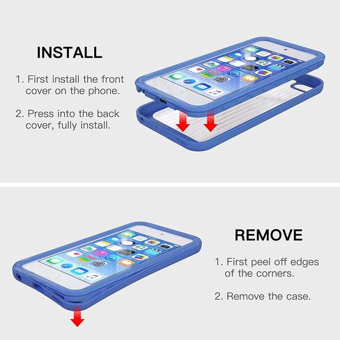 حافظة PZOZ متوافقة مع iPod Touch 7th 6th Generation، واقي شاشة مدمج، مصد TPU مقاوم للصدمات وظهر شفاف كريستالي، غطاء متين بطبقة مزدوجة لجهاز iPod Touch 7 6 5 Gen Boys Girls (أزرق) in Saudi Arabia