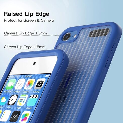 حافظة PZOZ متوافقة مع iPod Touch 7th 6th Generation، واقي شاشة مدمج، مصد TPU مقاوم للصدمات وظهر شفاف كريستالي، غطاء متين بطبقة مزدوجة لجهاز iPod Touch 7 6 5 Gen Boys Girls (أزرق) in Kuwait