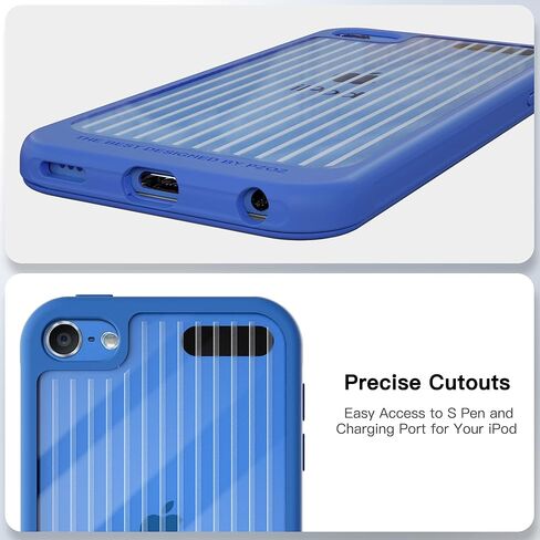 حافظة PZOZ متوافقة مع iPod Touch 7th 6th Generation، واقي شاشة مدمج، مصد TPU مقاوم للصدمات وظهر شفاف كريستالي، غطاء متين بطبقة مزدوجة لجهاز iPod Touch 7 6 5 Gen Boys Girls (أزرق) in Kuwait