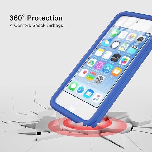 حافظة PZOZ متوافقة مع iPod Touch 7th 6th Generation، واقي شاشة مدمج، مصد TPU مقاوم للصدمات وظهر شفاف كريستالي، غطاء متين بطبقة مزدوجة لجهاز iPod Touch 7 6 5 Gen Boys Girls (أزرق) in Kuwait