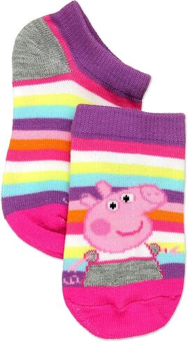 Peppa Pig Girls Toddler 6 Pack Socks Set (Shoe: 7-10 (Sock: 4-6), 6 pk No Show) in Saudi Arabia