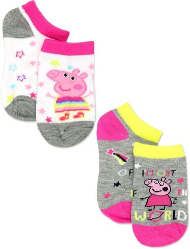 Peppa Pig Girls Toddler 6 Pack Socks Set (Shoe: 7-10 (Sock: 4-6), 6 pk No Show) in Saudi Arabia