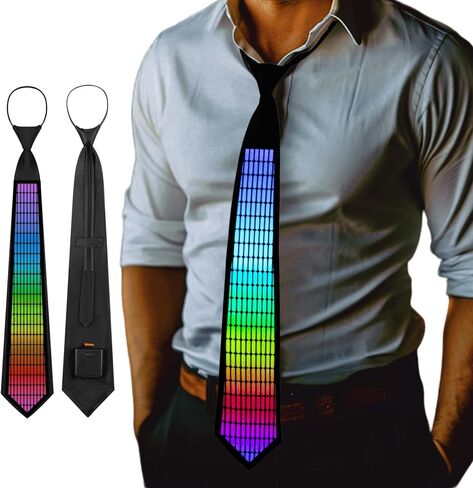 Sound Control Light Up Tie With Follow Music Flash Novelty Shining Ties For Men,Women DJ,Parties,Bars and Mardi Gras in Saudi Arabia