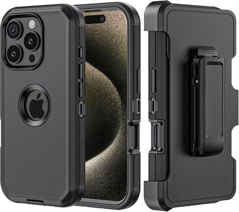 Phone Case for iPhone 16 Pro Max Case,Heavy Duty Hard Shockproof Armor Protector Case Cover with Belt Clip Holster for Apple iPhone 16 Pro Max 6.9 5G 2024 Phone Case (Black) in Saudi Arabia
