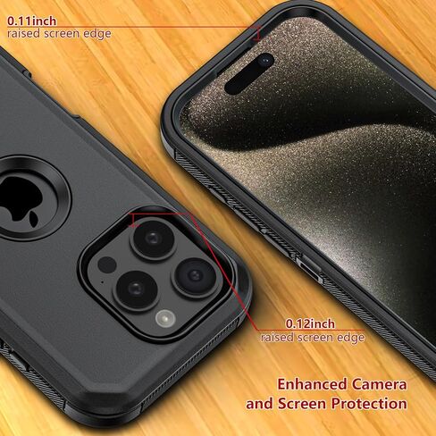 Phone Case for iPhone 16 Pro Max Case,Heavy Duty Hard Shockproof Armor Protector Case Cover with Belt Clip Holster for Apple iPhone 16 Pro Max 6.9 5G 2024 Phone Case (Black) in Saudi Arabia