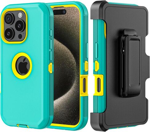 Phone Case for iPhone 16 Pro Max Case,Heavy Duty Hard Shockproof Armor Protector Case Cover with Belt Clip Holster for Apple iPhone 16 Pro Max 6.9 5G 2024 Phone Case (Black) in Saudi Arabia