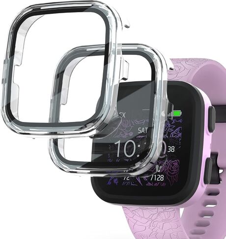 SimpleThings Compatible with Garmin Bounce Screen Protector, 2Pack Hard PC Cover with Tempered Glass Screen Protector for Garmin Bounce Kids Watch, Anti-Scratch and Touch Sensitive (Clear+Clear) in Saudi Arabia