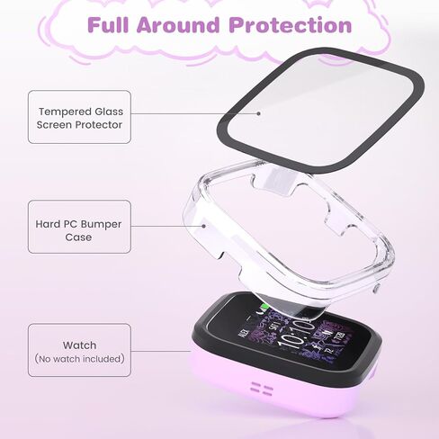 SimpleThings Compatible with Garmin Bounce Screen Protector, 2Pack Hard PC Cover with Tempered Glass Screen Protector for Garmin Bounce Kids Watch, Anti-Scratch and Touch Sensitive (Clear+Clear) in Saudi Arabia
