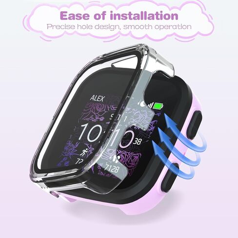 SimpleThings Compatible with Garmin Bounce Screen Protector, 2Pack Hard PC Cover with Tempered Glass Screen Protector for Garmin Bounce Kids Watch, Anti-Scratch and Touch Sensitive (Clear+Clear) in Saudi Arabia