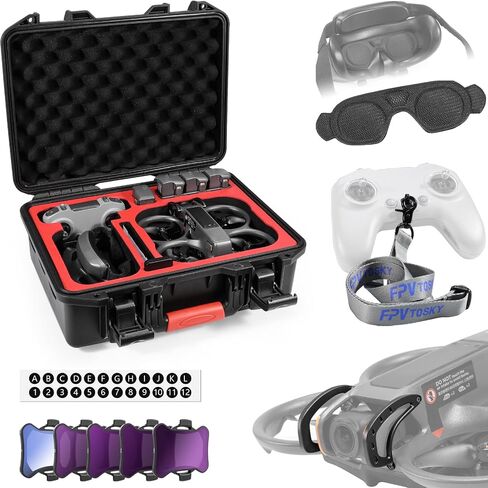 حافظة صلبة بطبقة مزدوجة من FPVtosky لجهاز DJI Avata 2 Drone/Fly More Combo، حقيبة حمل Avata 2 مضادة للماء، تناسب نظارات DJI 3، RC Motion 3 وDJI FPV Remote Controller 3 ملحقات [الجراب فقط] in Kuwait