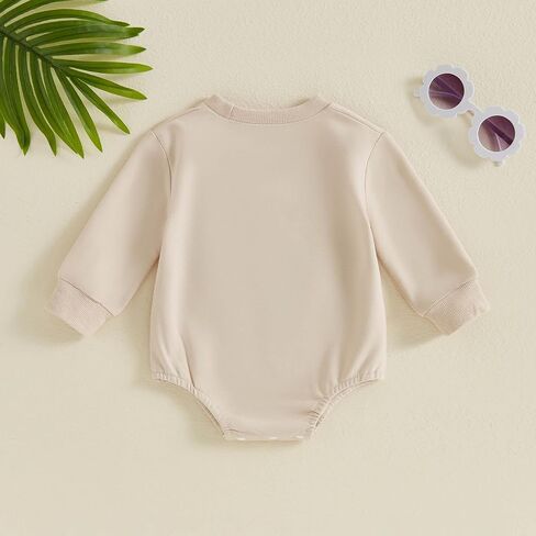 TheFound Newborn Baby Girl Boy Football Outfit Rugby Embroidered Long Sleeve Oversized Jumpsuit Romper Infant Baby Clothes in Saudi Arabia
