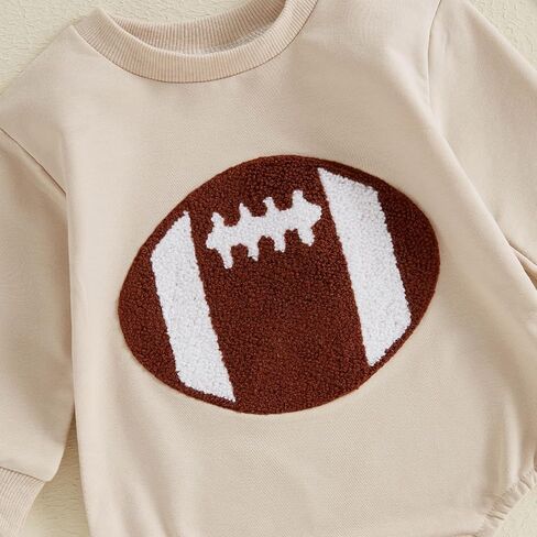 TheFound Newborn Baby Girl Boy Football Outfit Rugby Embroidered Long Sleeve Oversized Jumpsuit Romper Infant Baby Clothes in Saudi Arabia