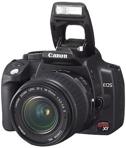 كاميرا Canon Digital Rebel XT DSLR مع عدسة EF-S 18-55mm f3.5-5.6 (أسود) (الطراز القديم) (متجددة) in Saudi Arabia