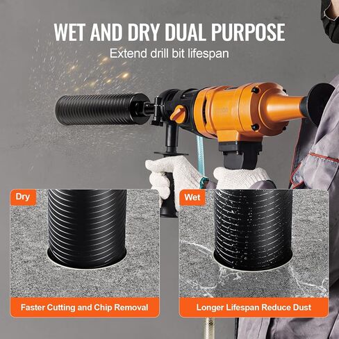 VEVOR Core Drill Bit, 2.5" Wet/Dry Diamond Core Drill Bits for Brick and Block, Concrete Core Drill Bit with Pilot Bit Adapter and Saw Blade, 9.5" Drilling Depth, 5/8"-11 Inner Thread, Laser Welding in Saudi Arabia