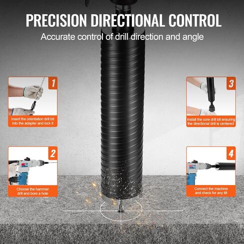 VEVOR Core Drill Bit, 2.5" Wet/Dry Diamond Core Drill Bits for Brick and Block, Concrete Core Drill Bit with Pilot Bit Adapter and Saw Blade, 9.5" Drilling Depth, 5/8"-11 Inner Thread, Laser Welding in Saudi Arabia