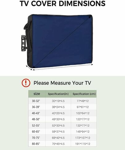 Outdoor Waterproof and Weatherproof TV Cover, Navy Blue Farmhouse TV Enclosure for 40 to 43 Inch Screens, Solid Navy BlueColor Art Dust-proof Screen TV Cover Protector for Outside in Saudi Arabia