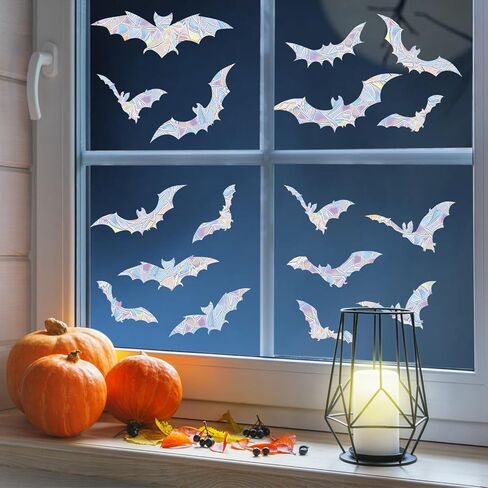 Halloween Window Clings Decorations 9 Pcs Cute Ghost Pumpkin Bat Window Decals Pink Cartoon Double-Sided Window Stickers Decor for Halloween Holiday Home Store School Office Glass Decor Party Supplies in Kuwait