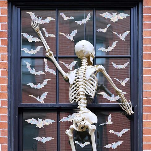 Halloween Window Clings Decorations 9 Pcs Cute Ghost Pumpkin Bat Window Decals Pink Cartoon Double-Sided Window Stickers Decor for Halloween Holiday Home Store School Office Glass Decor Party Supplies in Kuwait