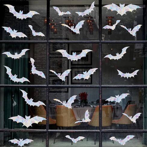 Halloween Window Clings Decorations 9 Pcs Cute Ghost Pumpkin Bat Window Decals Pink Cartoon Double-Sided Window Stickers Decor for Halloween Holiday Home Store School Office Glass Decor Party Supplies in Kuwait