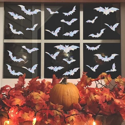 Halloween Window Clings Decorations 9 Pcs Cute Ghost Pumpkin Bat Window Decals Pink Cartoon Double-Sided Window Stickers Decor for Halloween Holiday Home Store School Office Glass Decor Party Supplies in Kuwait