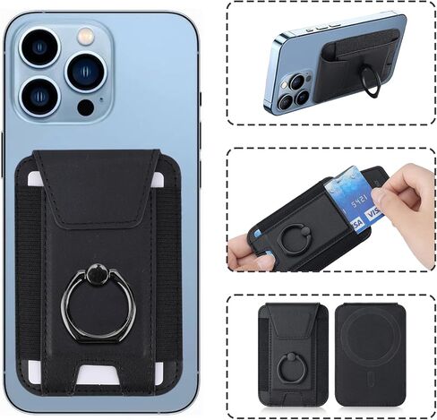 محفظة هاتف مغناطيسية حامل بطاقة الائتمان مع غطاء قلاب للخصوصية، محفظة هاتف جلدية مغناطيسية مع حامل قابل للتعديل، ملحقات الهاتف لمحفظة مغناطيسية magsafe لنماذج iphone 15/14/13/12 in Kuwait