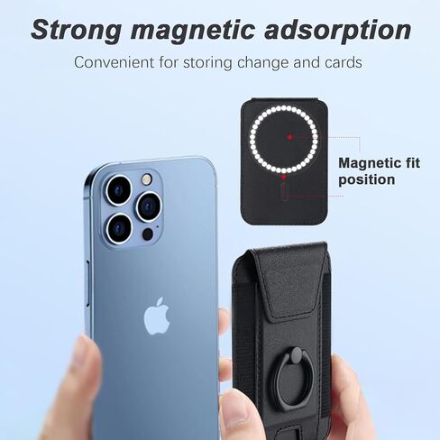 محفظة هاتف مغناطيسية حامل بطاقة الائتمان مع غطاء قلاب للخصوصية، محفظة هاتف جلدية مغناطيسية مع حامل قابل للتعديل، ملحقات الهاتف لمحفظة مغناطيسية magsafe لنماذج iphone 15/14/13/12 in Kuwait
