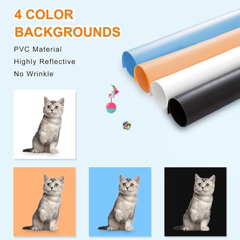 Photo Studio Light Box 24"x24", Dimmable Shooting Tent Kit with 198 LED Lights and 4 Color Backdrops for Product Photography in Kuwait