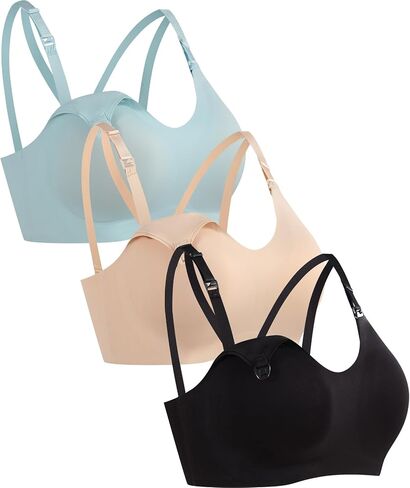 حمالة صدر رياضية داعمة للرضاعة مكونة من 3 قطع، أكواب ثابتة للأمهات الحوامل والرضاعة الطبيعية، حمالة صدر لليوجا in Kuwait