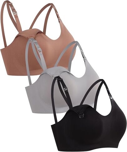 حمالة صدر رياضية داعمة للرضاعة مكونة من 3 قطع، أكواب ثابتة للأمهات الحوامل والرضاعة الطبيعية، حمالة صدر لليوجا in Kuwait