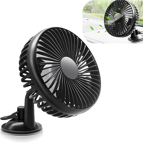 1 PC Car Dashboard Mini Fan, ABS Three-blade Three-speed Single-head Windshield USB Fan, Suction Cup Summer Must-have Artifact Cooling Accessory, for Most Cars, Trucks, Excavators (Black) in Saudi Arabia