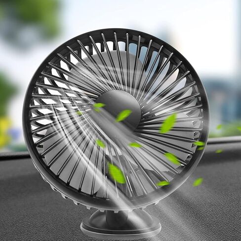 1 PC Car Dashboard Mini Fan, ABS Three-blade Three-speed Single-head Windshield USB Fan, Suction Cup Summer Must-have Artifact Cooling Accessory, for Most Cars, Trucks, Excavators (Black) in Saudi Arabia