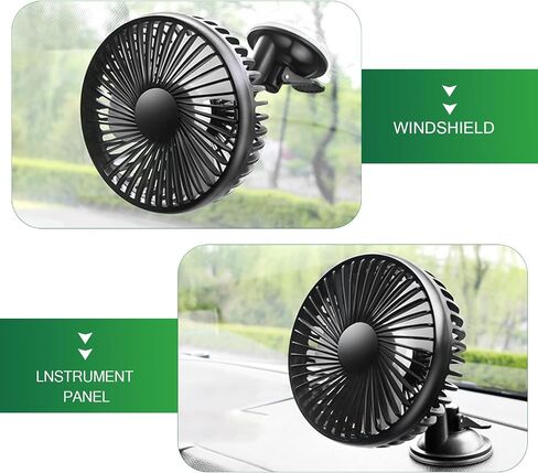 1 PC Car Dashboard Mini Fan, ABS Three-blade Three-speed Single-head Windshield USB Fan, Suction Cup Summer Must-have Artifact Cooling Accessory, for Most Cars, Trucks, Excavators (Black) in Saudi Arabia