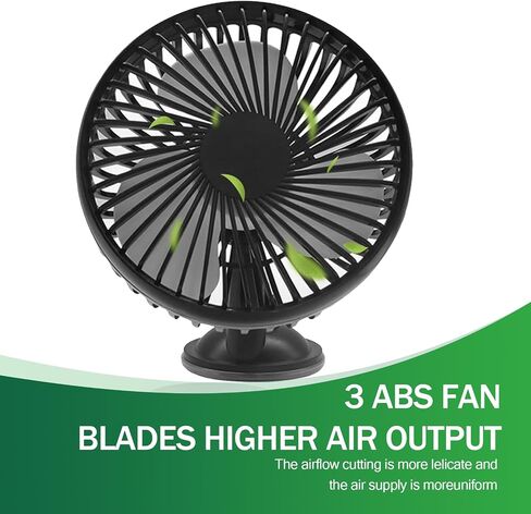 1 PC Car Dashboard Mini Fan, ABS Three-blade Three-speed Single-head Windshield USB Fan, Suction Cup Summer Must-have Artifact Cooling Accessory, for Most Cars, Trucks, Excavators (Black) in Saudi Arabia