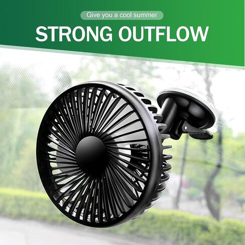 1 PC Car Dashboard Mini Fan, ABS Three-blade Three-speed Single-head Windshield USB Fan, Suction Cup Summer Must-have Artifact Cooling Accessory, for Most Cars, Trucks, Excavators (Black) in Saudi Arabia