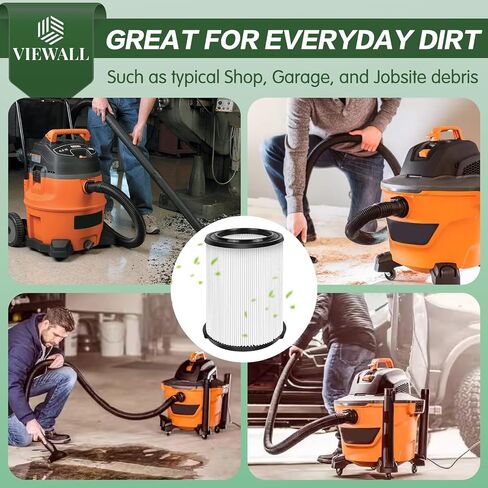 VIEWALL 2 حزمة مرشح بديل VF4000 لـ RIDGID، مرشح Vac الرطب/الجاف القياسي Vf4000 متوافق مع RIDGID Vacs Wet Dry 5-20 جالون، 6-9 جالون مكنسة هوسكي in Saudi Arabia