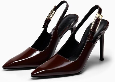 Coutgo Women's Slingback High Heels Pointed Toe Stilettos Metal Buckle Dress Party Pump Shoes in Saudi Arabia